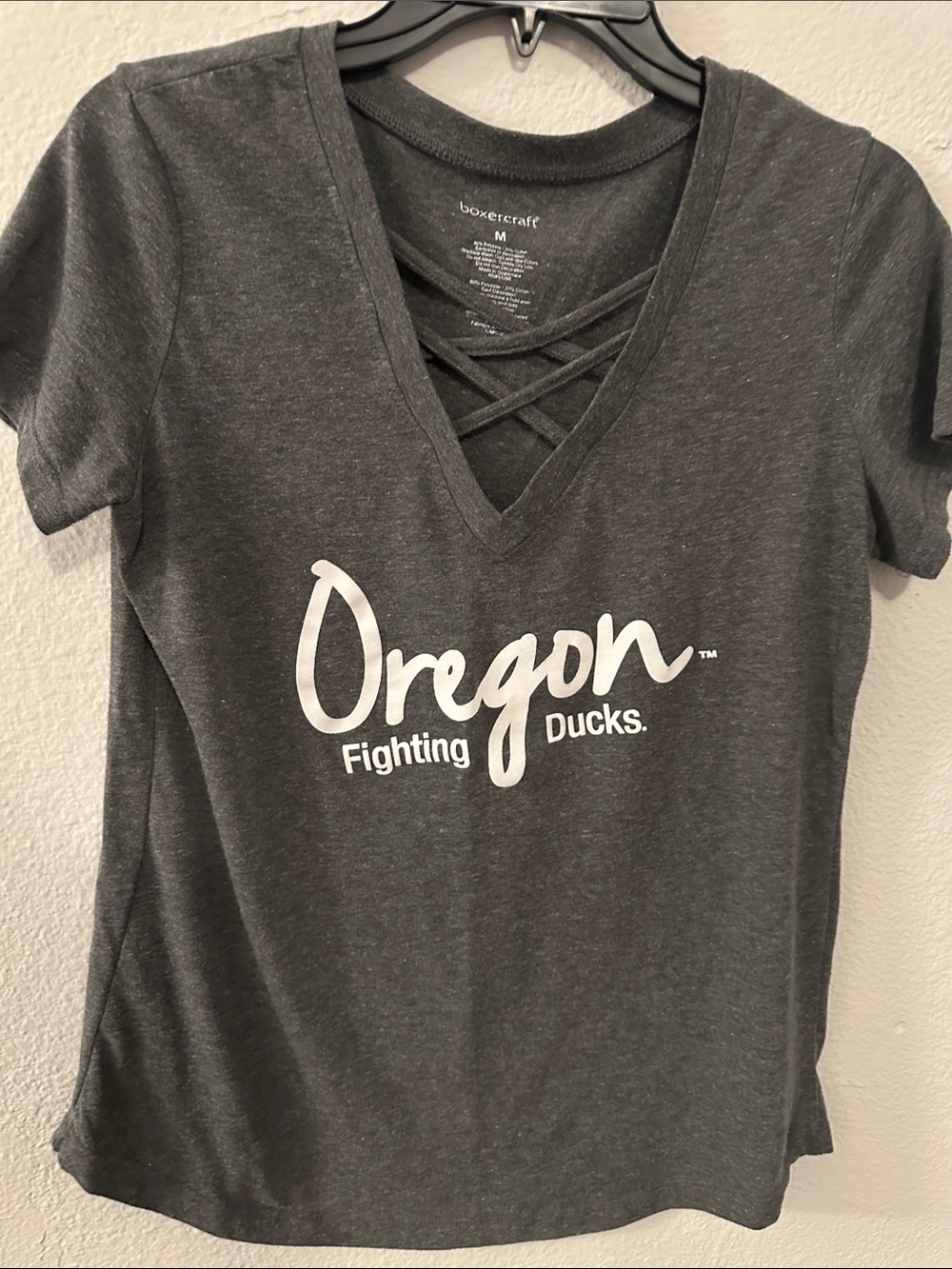 boxercraft Charcoal V-Neck Oregon Fighting Ducks Tee